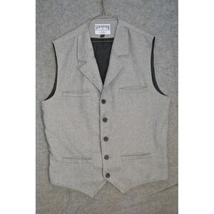 Schaefer Outfitter Vest Mens LT Gray Herringbone Wool Tweed Western Button Front